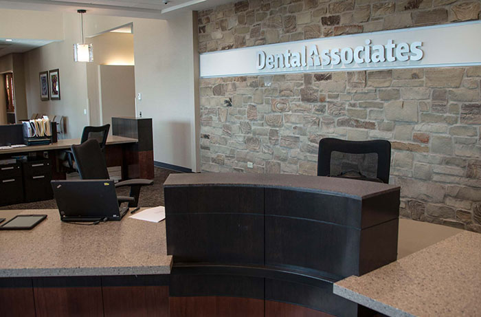 The reception area at Dental Associates' Waukesha Dental Center.