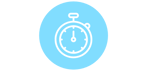 A stop watch icon on a blue background