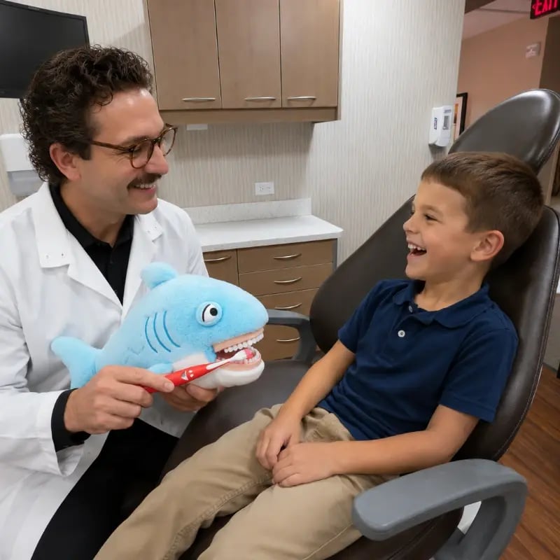 pediatric-dentist-teaching-child-how-to-brush