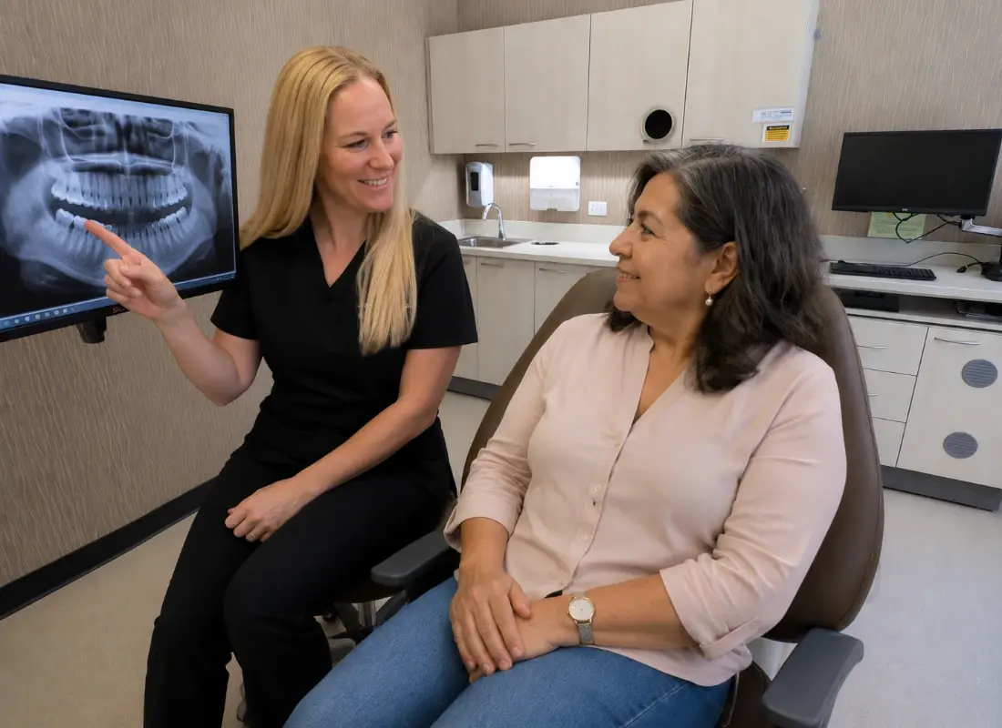 oral surgeon explaining x-ray to patient