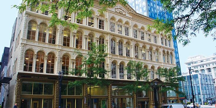 The historic Iron Block Building featuring cast-iron architecture in downtown Milwaukee, Wisconsin