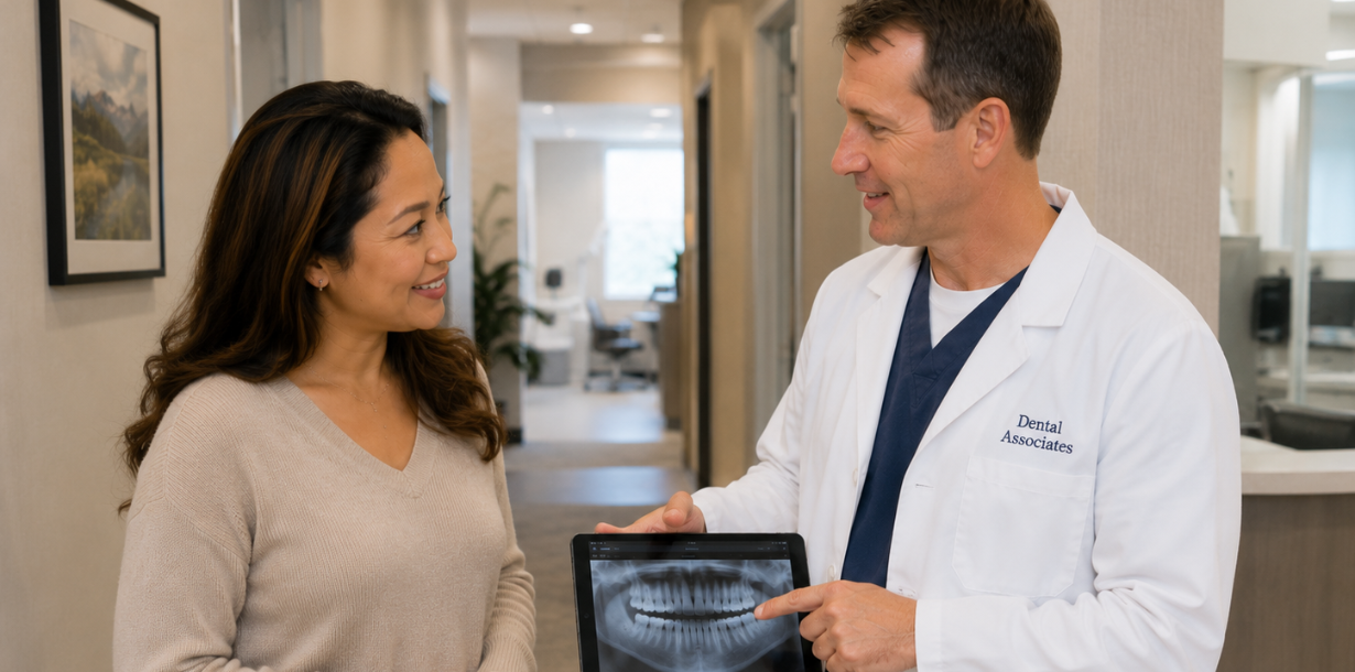 doctor speaking to parent about wisdom teeth recovery